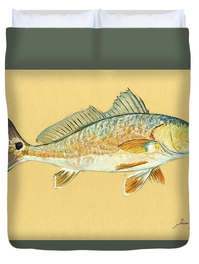 Redfish Duvet Cover featuring the painting Redfish painting by Juan Bosco