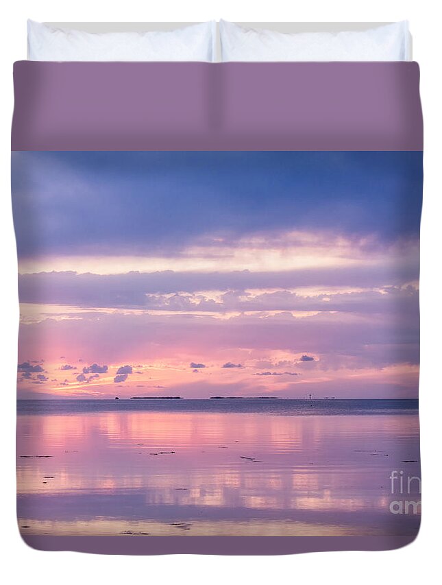2016 Duvet Cover featuring the photograph Reflections at Sunset in Key Largo #2 by Louise Lindsay