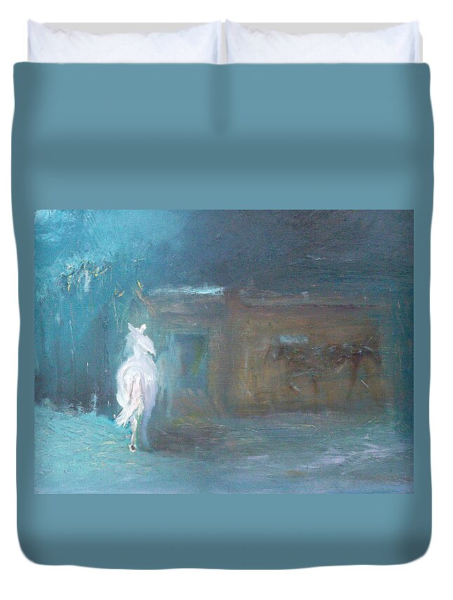 Horses Duvet Cover featuring the painting Returning Home by Susan Esbensen