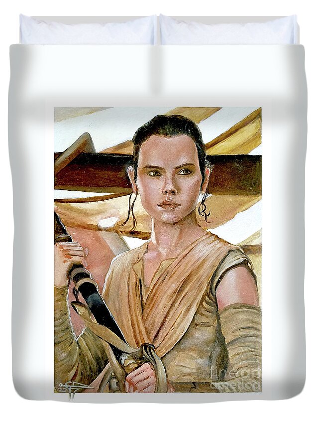 Rey Duvet Cover featuring the painting Rey #1 by Tom Carlton