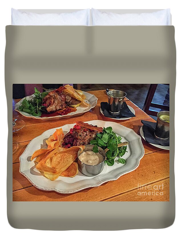 Grouse Duvet Cover featuring the photograph Roasted grouse by Patricia Hofmeester