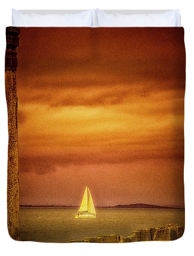 Fine Art Photography Duvet Cover featuring the photograph Sailing ... #3 by Chuck Caramella