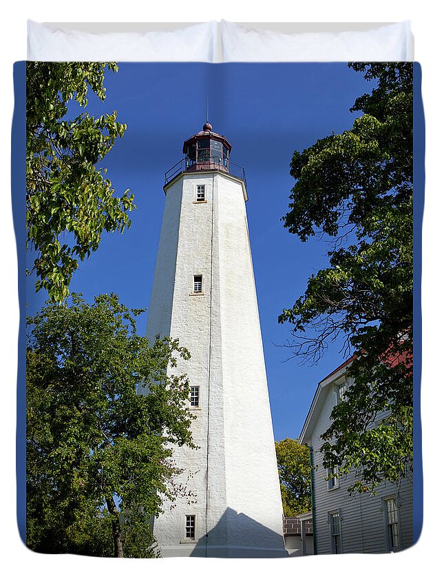 Sandy Hook Duvet Cover featuring the photograph Sandy Hook Lighthouse #1 by Anthony Totah