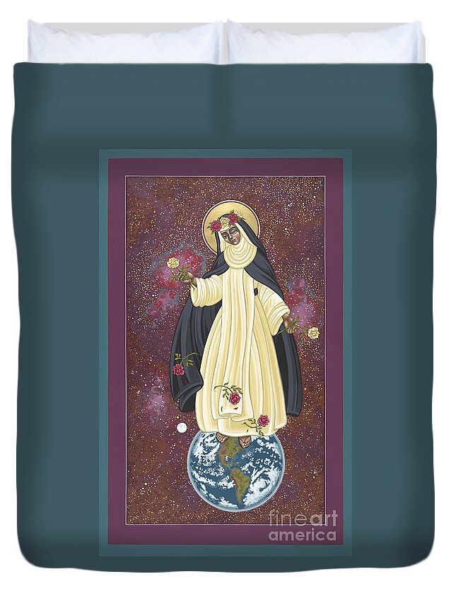 Santa Rosa Patroness Of The Americas Duvet Cover featuring the painting Santa Rosa Patroness of the Americas 166 #1 by William Hart McNichols