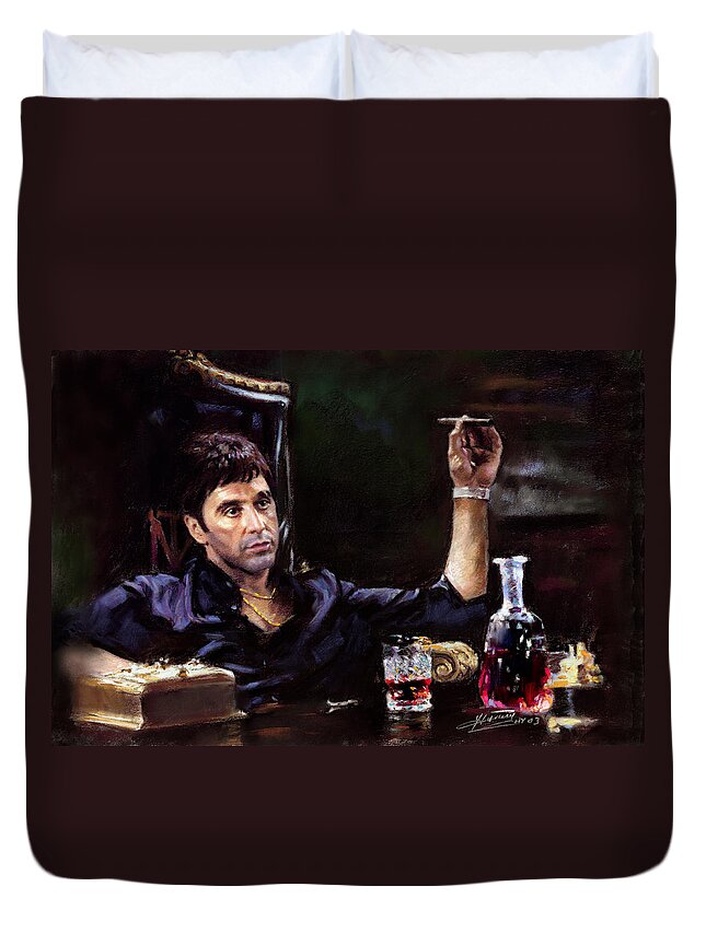 Al Pacino Duvet Cover featuring the pastel Scarface #1 by Ylli Haruni