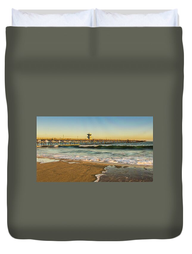 California Duvet Cover featuring the photograph Seal Beach Pier 2 #1 by Donald Pash