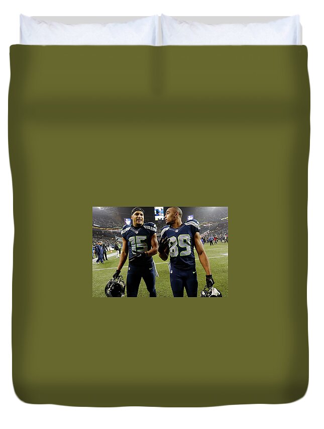 Seattle Seahawks Duvet Cover featuring the digital art Seattle Seahawks #1 by Super Lovely