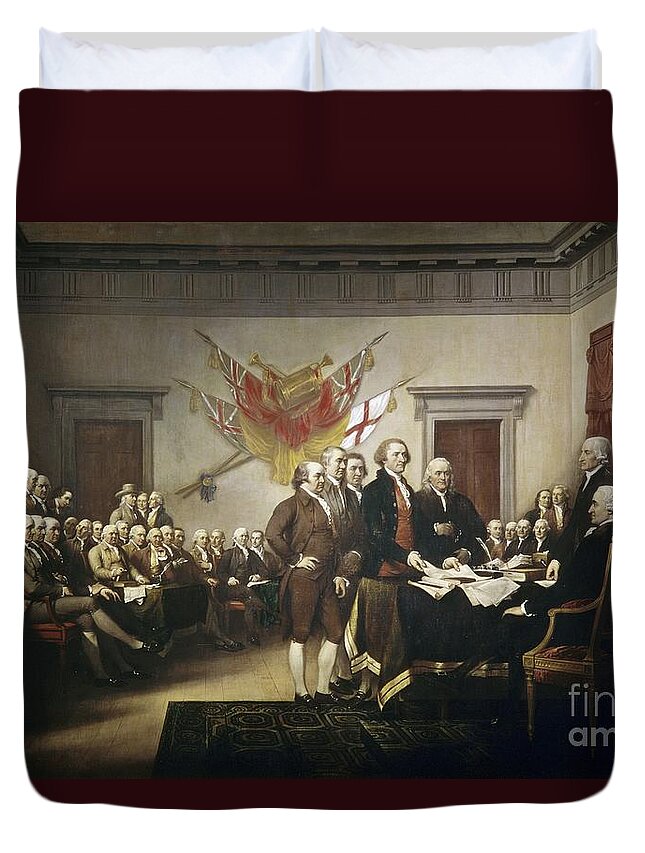 Signing Duvet Cover featuring the painting Signing the Declaration of Independence by John Trumbull