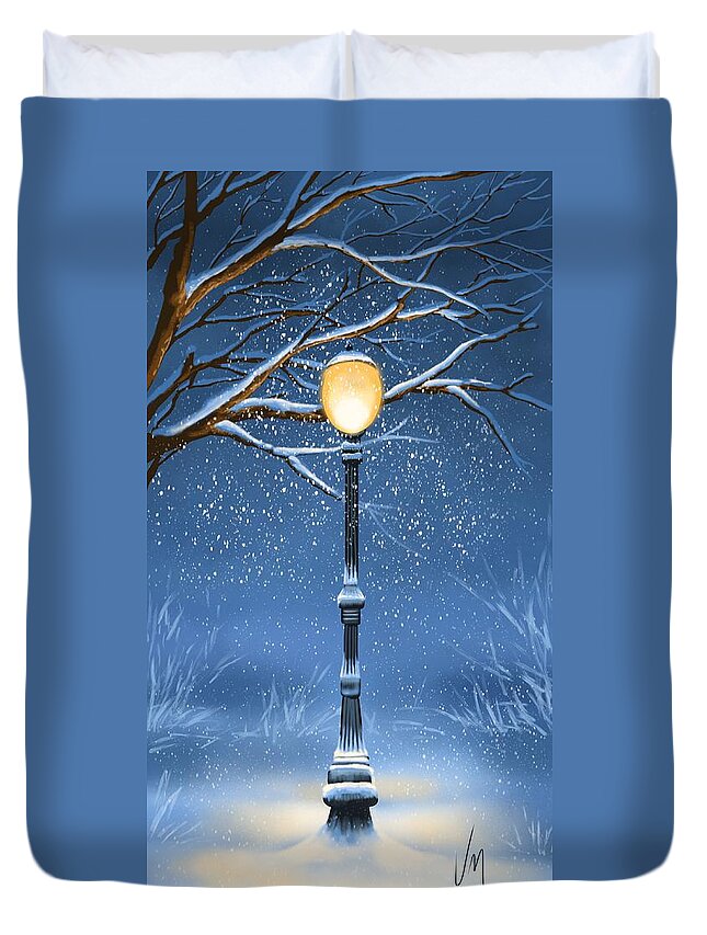Snow Duvet Cover featuring the painting Snow #3 by Veronica Minozzi