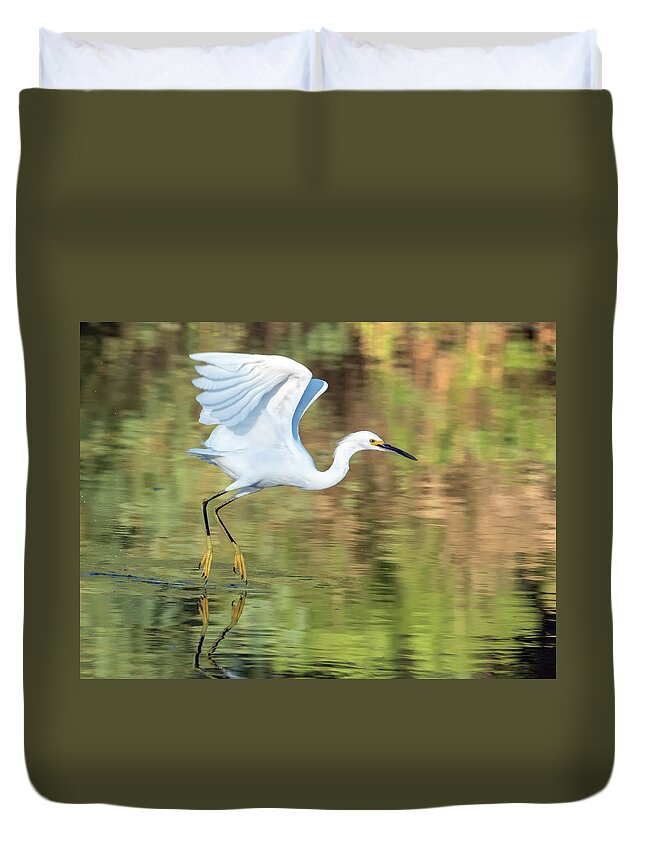 Snowy Duvet Cover featuring the photograph Snowy Egret 6657-100317-1 #2 by Tam Ryan
