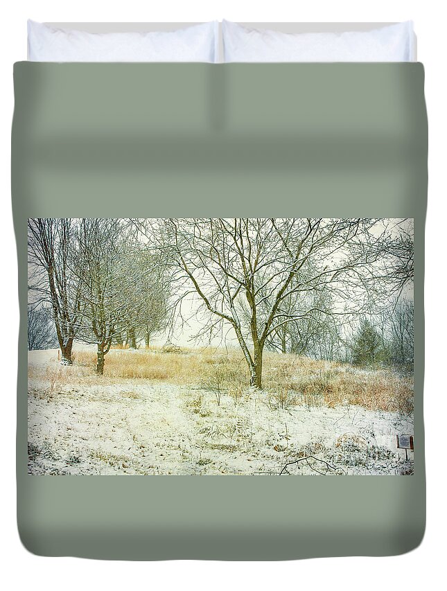 Snowy Winter Morning Duvet Cover featuring the digital art Snowy Winter Morning #1 by Randy Steele