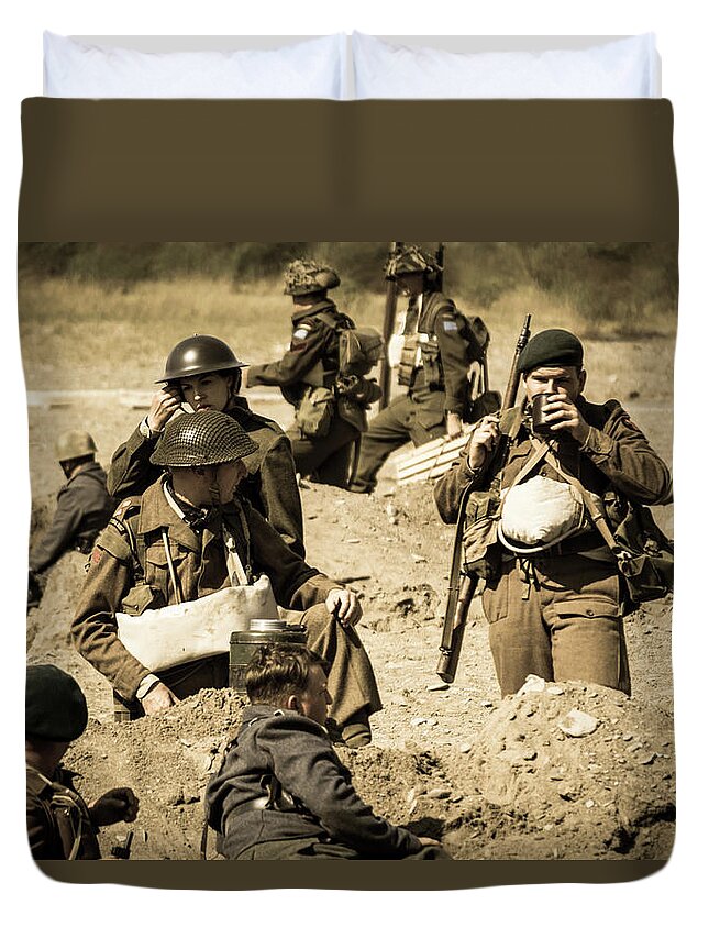 D-day 2017 Duvet Cover featuring the photograph Soldiers #1 by Stewart Helberg