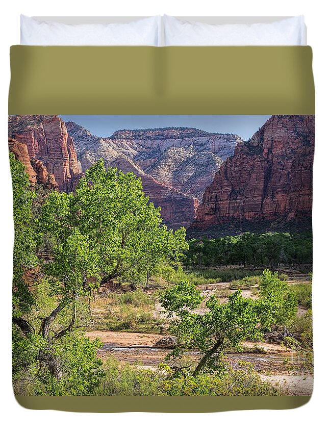Utah Duvet Cover featuring the photograph Spring in Zion #1 by Peggy Hughes