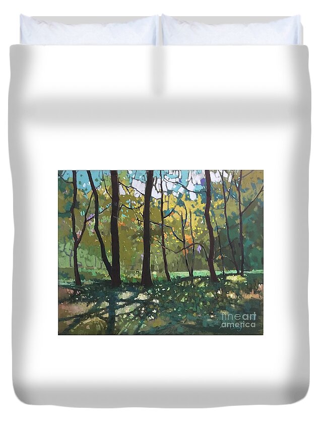 Spring Light Duvet Cover featuring the painting Spring Light #1 by Celine K Yong