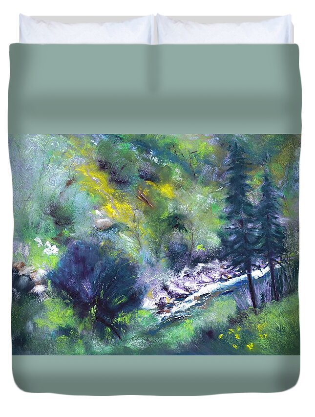 Canyon Duvet Cover featuring the pastel Spring's Arrival by Sandra Lee Scott