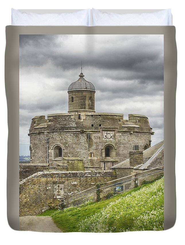 Castle Duvet Cover featuring the photograph St Mawes Castle Cornwall #1 by Linsey Williams