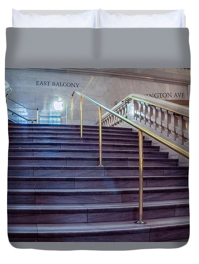 Grand Central Duvet Cover featuring the photograph Stairs at Grand Central Terminal #1 by SAURAVphoto Online Store