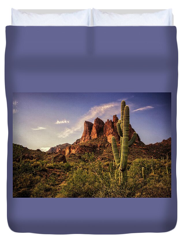 The Superstitions Duvet Cover featuring the photograph Standing The Test of Time #1 by Saija Lehtonen