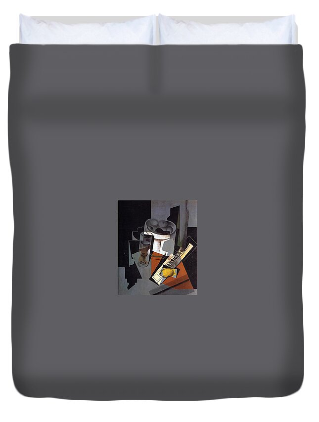 Still Life With Newspaper - Juan Gris 1916 Synthetic Cubism Duvet Cover featuring the painting Still Life with Newspaper by Juan Gris