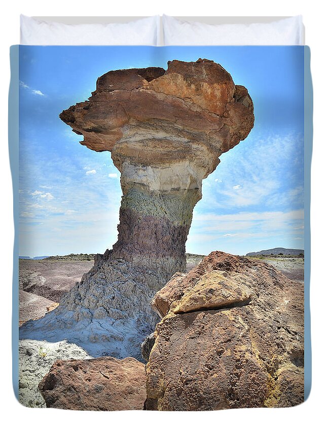 Capitol Reef National Park Duvet Cover featuring the photograph Stone Pillar in Capitol Reef Desert #1 by Ray Mathis