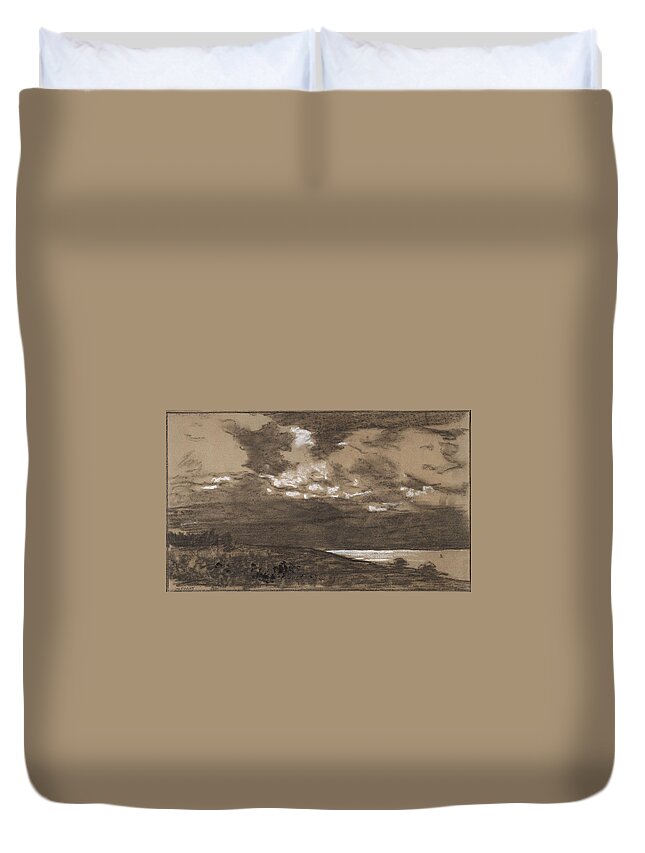 Winslow Homer Duvet Cover featuring the drawing Stormy Sky #2 by Winslow Homer