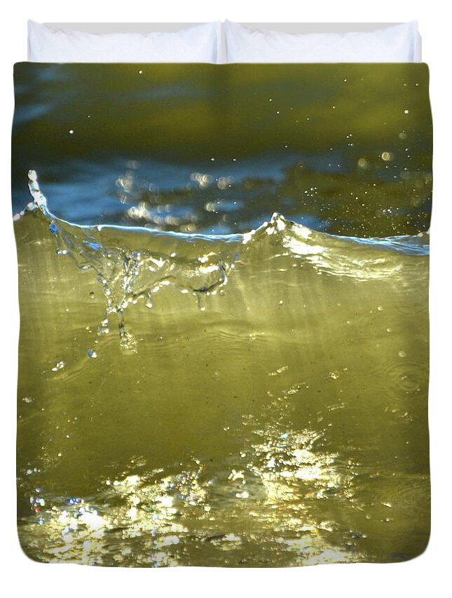 Waves Duvet Cover featuring the photograph Sunlight In The Water #1 by Lyle Crump