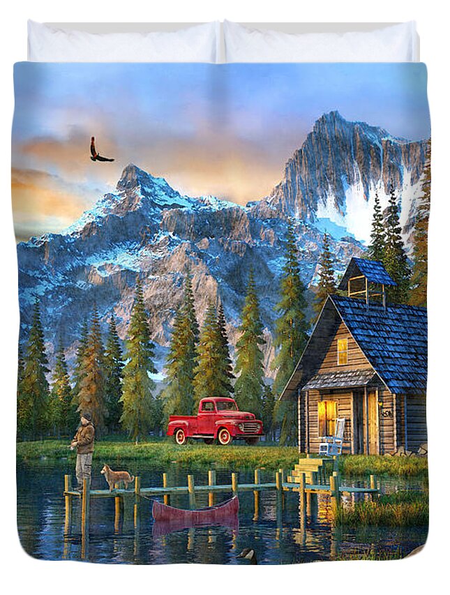 Sunset At Log Cabin Duvet Cover For Sale By Mgl Meiklejohn