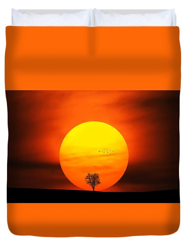 Autumn Duvet Cover featuring the photograph Sunset #1 by Bess Hamiti