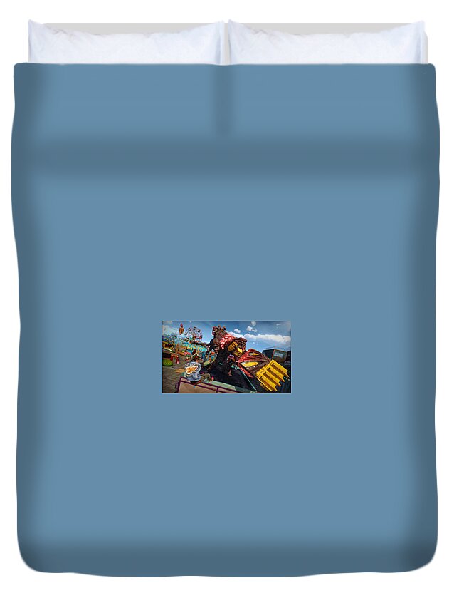 Sunset Overdrive Duvet Cover featuring the digital art Sunset Overdrive #1 by Super Lovely