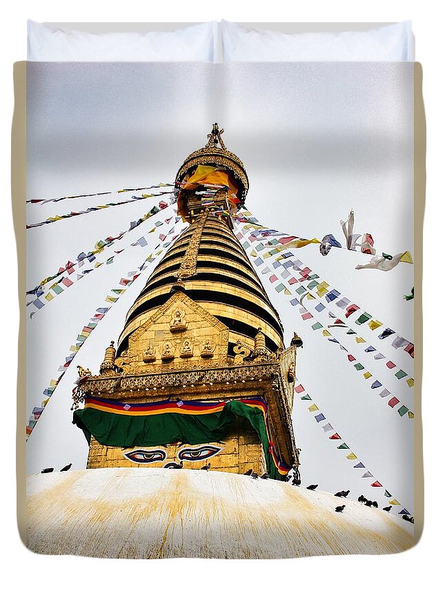 Swayambhunath Duvet Cover featuring the photograph Swayambhunath #1 by Lorelle Phoenix
