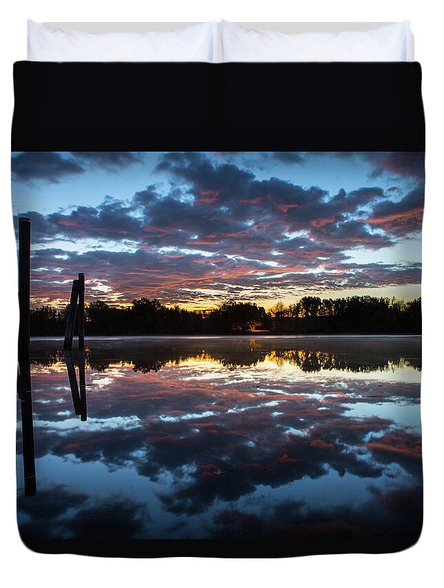 Blue Duvet Cover featuring the photograph Symetry on the River #1 by Kyle Lee