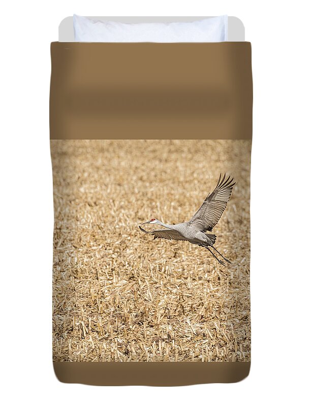 Sandhill Crane Duvet Cover featuring the photograph Taking Off #1 by Thomas Young