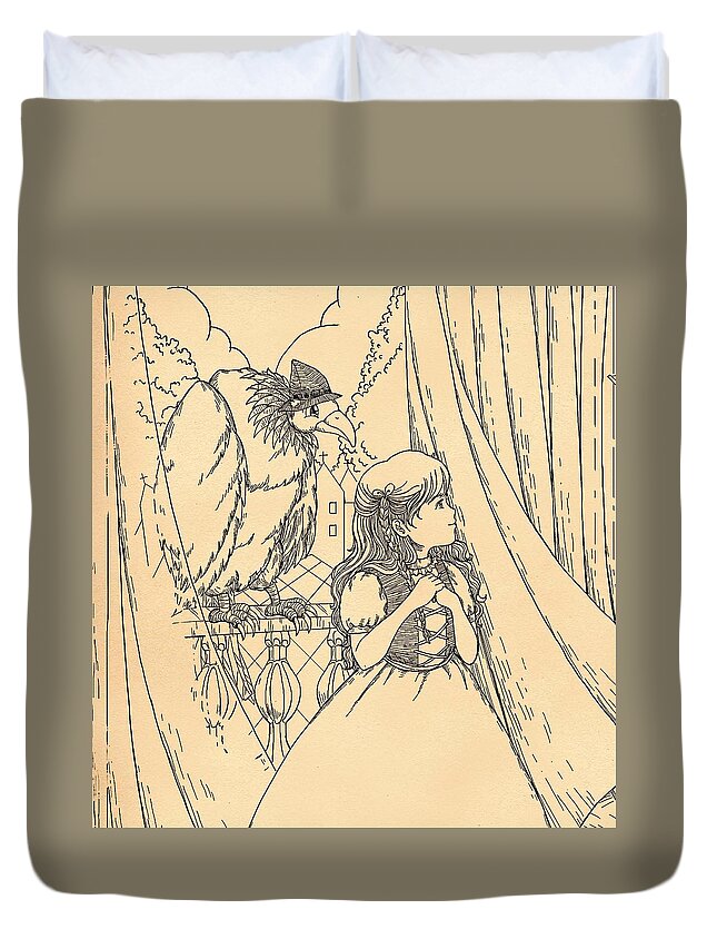 Robin Hood Duvet Cover featuring the painting Tammy and Polly on the Balcony #2 by Reynold Jay