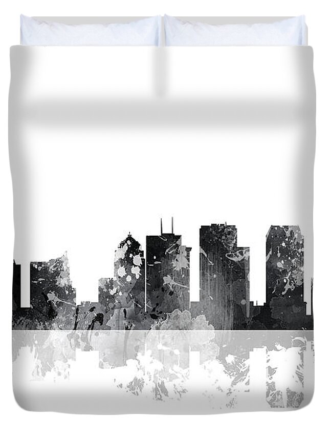 Tampa Florida Skyline Duvet Cover featuring the digital art Tampa Florida Skyline #1 by Marlene Watson