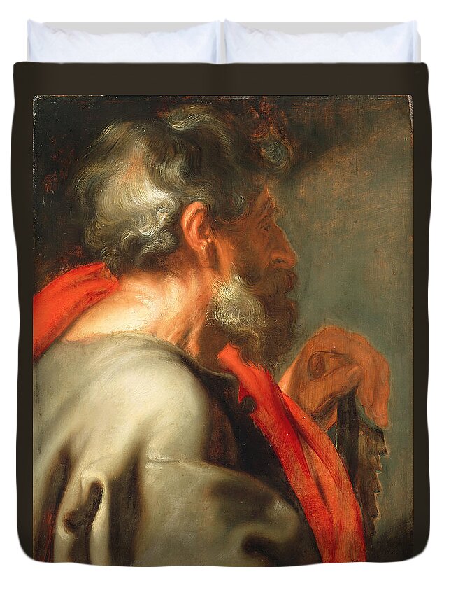 Anthony Van Dyck Duvet Cover featuring the painting The Apostle Simon #1 by Anthony van Dyck