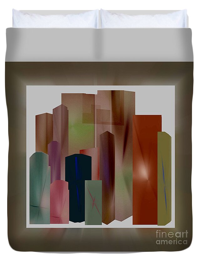 Abstract Duvet Cover featuring the digital art The Block #1 by John Krakora