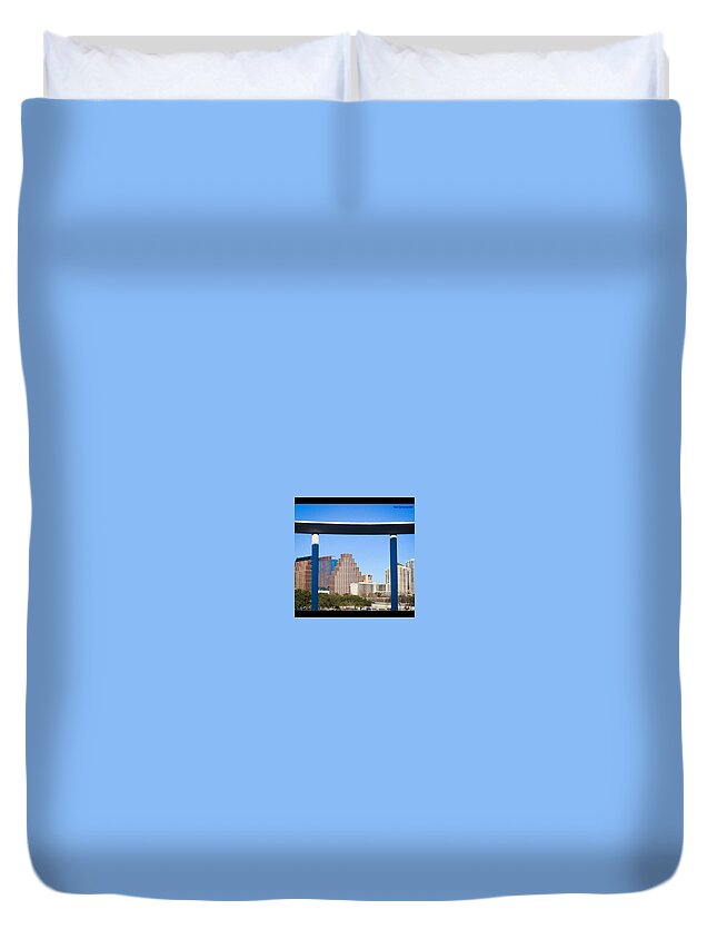 Buildings Duvet Cover featuring the photograph The Calm Before The #sxsw Storm - The #1 by Austin Tuxedo Cat