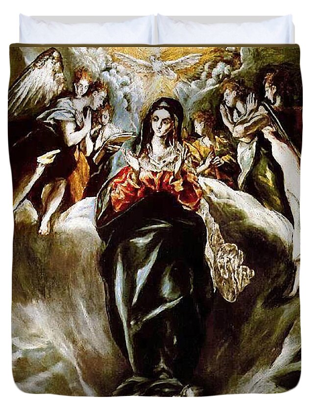 Immaculate Conception Duvet Cover featuring the mixed media The Immaculate Conception Virgin Mary Assumption 102 by El Greco