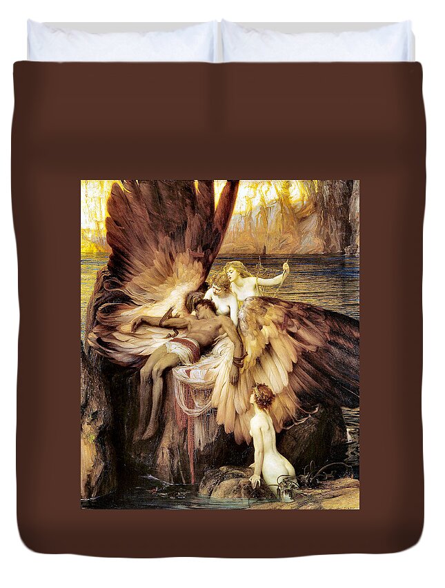  Icarus Duvet Cover featuring the photograph The Lament for Icarus #1 by Herbert James Draper