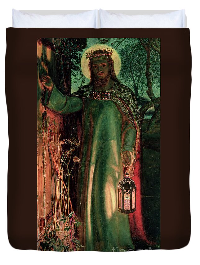 Jesus Duvet Cover featuring the painting The Light of the World by William Holman Hunt