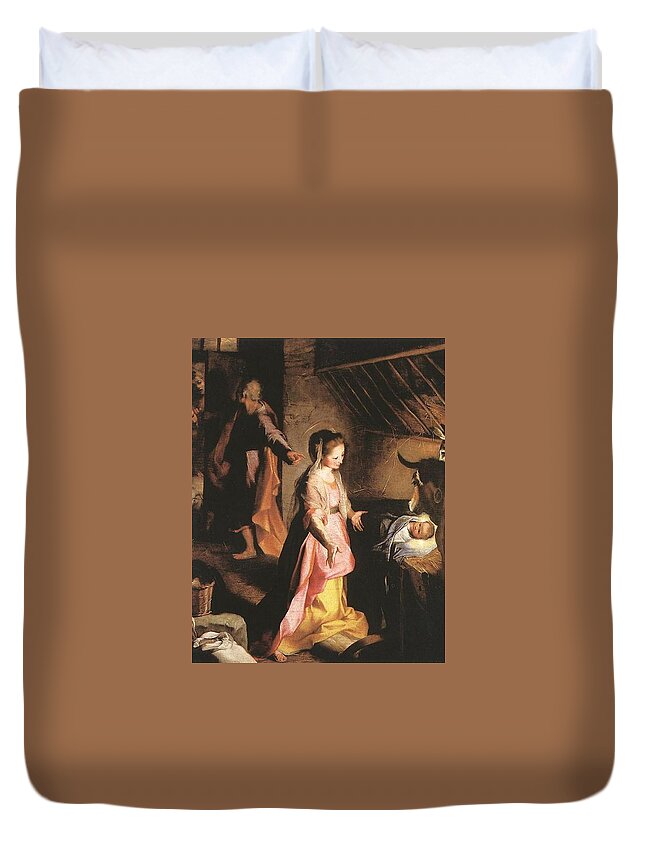 Nativity Duvet Cover featuring the painting The Nativity by Federico Barocci