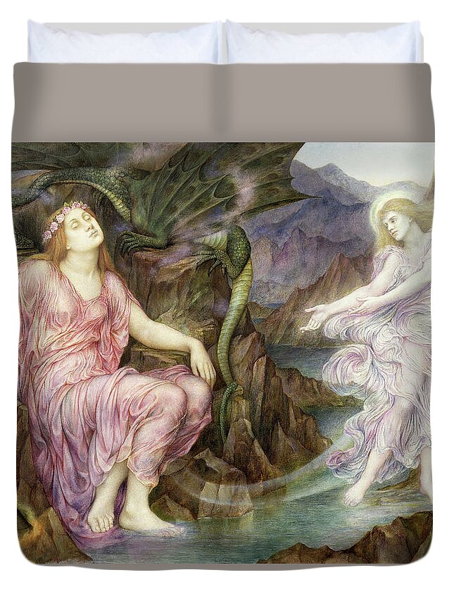 Allegorical Painting Duvet Cover featuring the painting The Passing of the Soul at Death #1 by Evelyn De Morgan