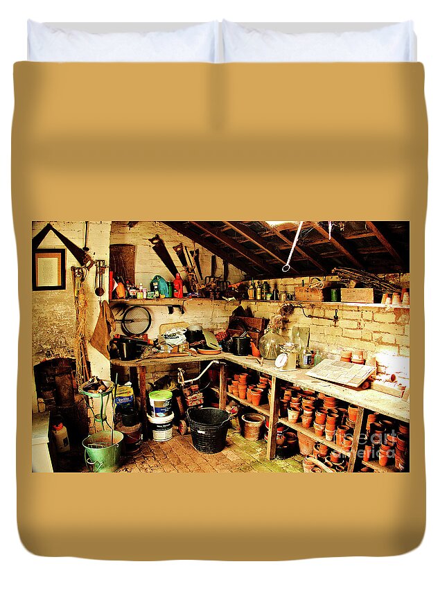 Gardens Duvet Cover featuring the photograph The Potting Shed #1 by Richard Denyer