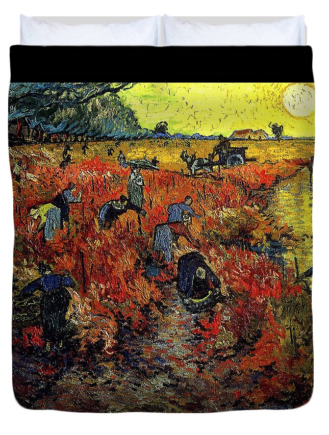 Vincent Van Gogh Duvet Cover featuring the painting The Red Vineyard At Arles #1 by Vincent Van Gogh