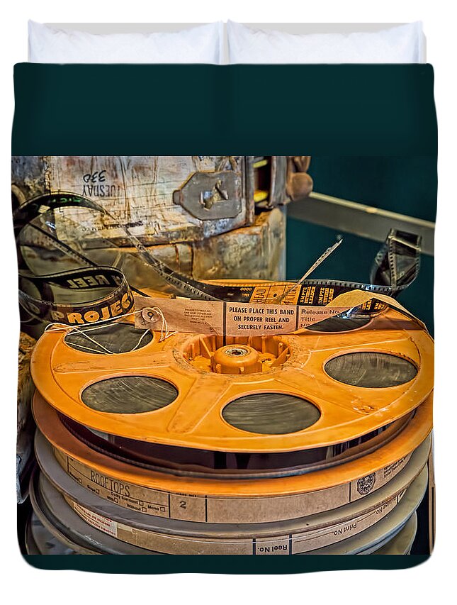 Movie Reel Duvet Cover featuring the photograph The Reel Thing #1 by Angie Rayfield