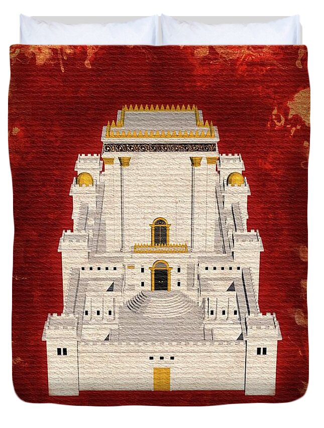 Temple Duvet Cover featuring the painting The Temple of Solomon #1 by Esoterica Art Agency