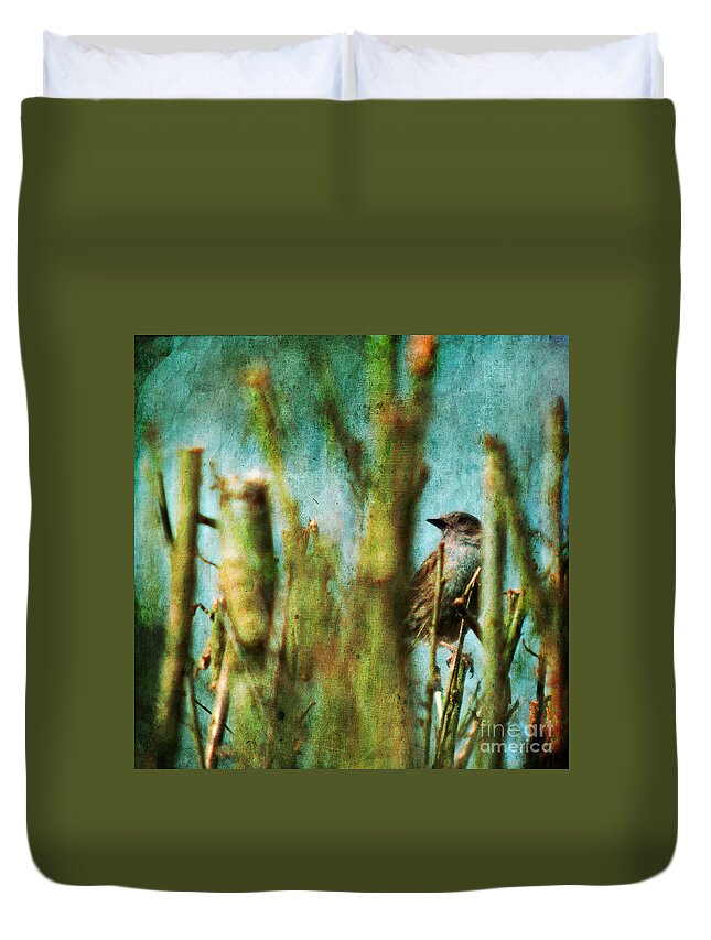 Thrush Duvet Cover featuring the photograph The Thrush #1 by Ang El