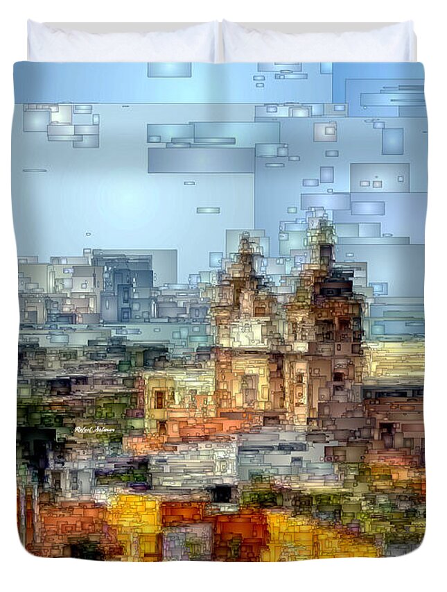 Rafael Salazar Duvet Cover featuring the digital art The Walled City in Cartagena de Indias Colombia #1 by Rafael Salazar