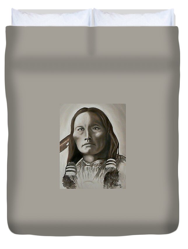 Three Fingers Duvet Cover featuring the painting Three Fingers #1 by Michael TMAD Finney