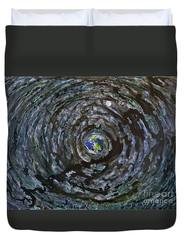 Earth Duvet Cover featuring the mixed media #TogetherWhereverWeGo #1 by Rebecca Weeks